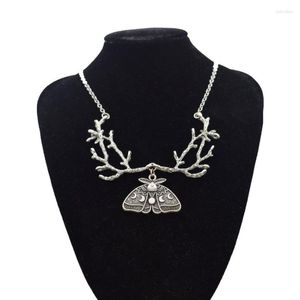 Pendant Necklaces Vintage Gothic Antler Branches Moon Phase Moth Butterfly Necklace Witchcraft Women's Jewelry