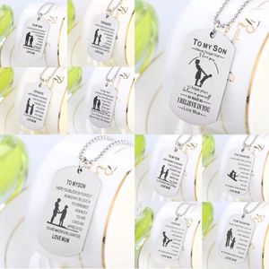 Pendant Necklaces Son Daughter Boys Girl Gift For Mother Father Dad Mom Mum Chain Necklace Women Men Dog Tag Inspirational Family