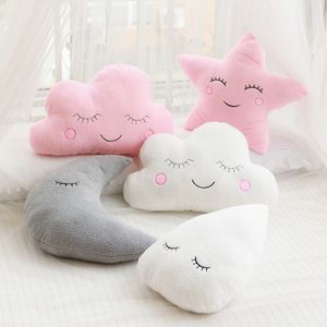 Plush Pillows Cushions Nice Stuffed Cloud Moon Star Raindrop Plush Pillow Soft Cushion Cloud Stuffed Plush Toys For Children Baby Kids Pillow Girl Gift 230804