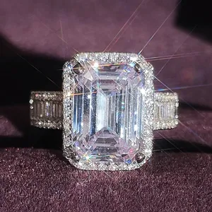 Choucong Çarpıcı Alyans Lüks Takı 925 STERLING Gümüş Dolgu Prenses Kesim Beyaz Topaz CZ Diamond Promise Partisi El Yapımı Kadın Nişan Band Ring Hediye