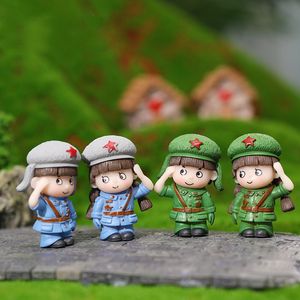 DIY -par Fairy Garden Decoration Harts Miniatyres Terrarium Leifeng Chinese Soldier Couples Figurer Mikrolandskap