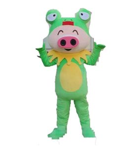 Trajes de mascote de alta qualidade tamanho adulto dos desenhos animados qualidade profissional mascote sapo verde cos porco sapo personalizado fantasia kit mascote tema vestido extravagante