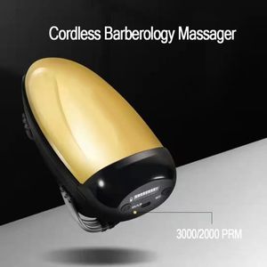 Full Body Massager Professional Barberology Cordless Handheld Heat Metal Electric Vibrator Usb Charge Head Massage 2 Nodes 230804