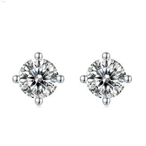 Pushi Wedding 2023 Fashion White Clear Round 6.5 5.5mm Moissanite Diamond 18k White Gold One Carat Moissanite Stud Earrings