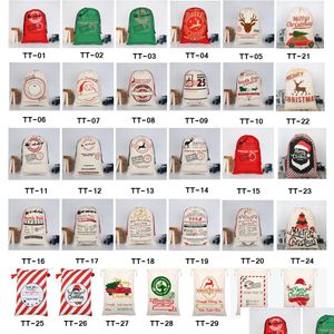 Decorações de Natal 2023 Sacos de Presente Grande Orgânico Pesado Saco de Lona Saco de Papai Noel Dstring Bag Festival Decoração Drop Delivery Home Gard Dh7Lu