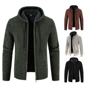 Giacche da uomo Giacca da uomo Maglione invernale lavorato a maglia Pile termico Cappotto freddo con cappuccio Y2K Cardigan con cerniera più spessa in ciniglia autunnale