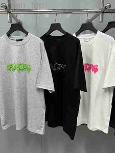 Kvinnors t-shirt designer hög upplaga paris b hem glass graffiti tryck rund hals lös passform unisex t-shirt kort ärm tpec