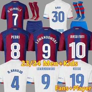 Lewandowski koszulki piłkarskie 23 24 Ansu Fati Barcelonas Pedri Gavi Ferran Raphinha Bluza 2023 2024 F. de Jong Dest Camisetas Football Shirt Men Kid