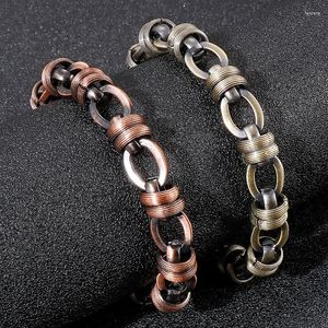 Link Bracelets European And American Fashion Stainless Steel Jewelry Personality Retro Bronze Oval Titanium Men's Bracelet