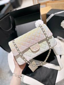 Chanei CF Serisi Tasarımcı Crossbody Bag Omuz Çantası Lüks Çantalar Moda Gradyan Renk Zinciri Çantası Tasarımcı Messenger Çantası Orijinal Deri Malzeme Büyük25cm