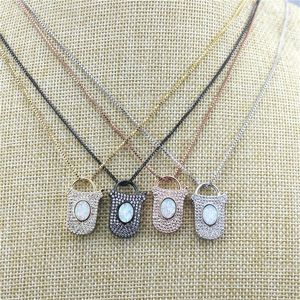 Pendant Necklaces 16inch 5pcs/lot Design Colorful Lock Clasp Cz Necklace Plated Component Wholesale