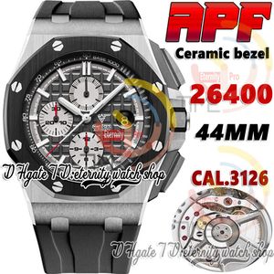 APF JJF26400 CAL.3126 A3126 Chronograph Automatyczna męska zegarek zegarek ze stali nierdzewnej ramki ceramiczna ciemnoszare tekstur