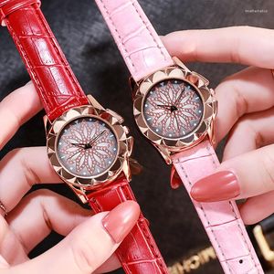 Wristwatches Ms Fortunes Potential Foreign Trade Fashion Belt Watch Gold Shell Set Auger Ladies