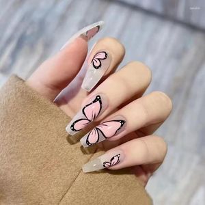 False Nails Bow Long Manicure Products Reusable Adhesive Fake Nail Supplies Glue Press Things Full Cover Tips Accessories Art