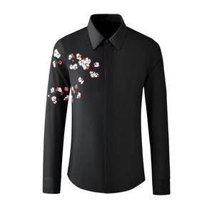 Nova chegada moda alta qualidade primavera bordado manga comprida camisa casual masculina roupas masculinas algodão tamanho M L XL2XL 3XL 4XL