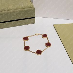 bracelet jewelry Classic Leaf 4 Clover Charm Bracelets Designer Chain 18K Gold Shell for Girl Wedding Mother' Day Jewelry Women Gift