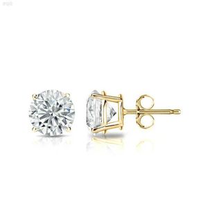 High Quality Round Cut Gra Certified Moissanite Stud Earrings in 10k 14k 18k Solid Gold Push Back Unisex Studs Fashion Jewelry