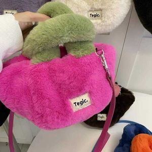 Autumn Winter Fur Bag Imitation Rabbit Fur Plush Bucket Bag Small Body Bag Handbag Korean New Color Contrast Cute Girl 230815