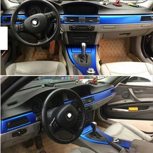 För BMW 3 -serie E90 E92 4 Dörrar Interiörens centrala kontrollpaneldörrhandtag Kolfiberklistermärken Dekaler Bilstyling Accessorie205D