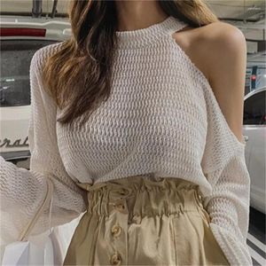 Women's Sweaters 2023 Summer French Style One Shoulder Round Collar Loose Hollow Out Thin Section Is Prevented Bask In Sweater H2222