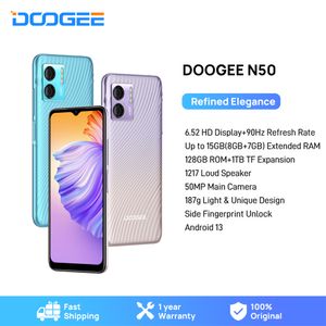 New DOOGEE N50 Smartphone Spreadtrum T606 8GB +128GB Cellphone 6.52" HD Display Octa Core 50MP Camera 4200mAh Battery Phone