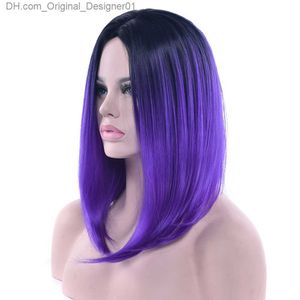 Syntetiska peruker soowee 11 färg svart till lila ombre färg syntetiska hår bob peruk kvinnlig rak hår rollspel peruk hårtillbehör z230809