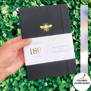 Notepads Honeybee A5 Dot Grid Notebook Watercolor Dotted Journal 180gsm Bamboo Inner Paper Waterproof Fabric Hardcover 230804