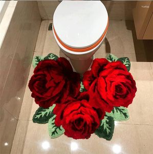 Tappeti 3D Rose Flowers Tappeto Tappetino da bagno per WC in tappetino assorbente per tappeti da camera da letto Living POD