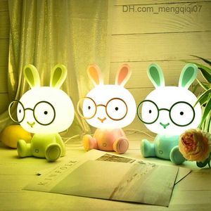 Lamps Shades Night Lights Lovely Modern Light Led Lamp Baby Bedroom Christmas Gift Bedside Decor Kids Glasses Rabbits Z230805