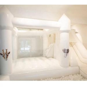 Atacado salto inflável salto jumper casa casamento castelo inflável com combinação de slides toda branca cama de salto para venda frete grátis para porta