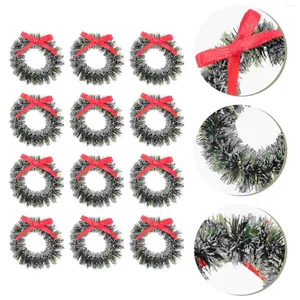 Flores decorativas 20 PCs Mini Candleation Christmas Wreath Party Garland Toy Tow Tie Bow Landscape House House Iron