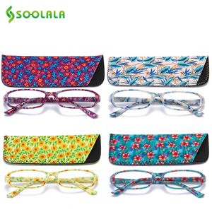 Стейль для чтения Soolala 4pcs Женские очки для чтения пружинные шарнирные шарнирные очки с печать