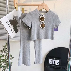 Completi di abbigliamento Completi di vestiti per ragazze T-shirt manica corta estiva + pantaloni Bambini Abbigliamento casual Abiti Abbigliamento per bambini Ragazze 2 pezzi Completi di abbigliamento R230805