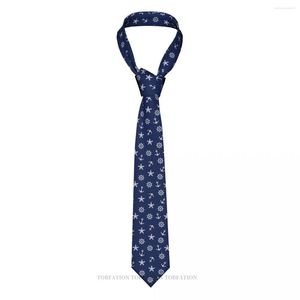 Bow Ties Navy Blue Nautical Anchor Classic Men's Printed Polyester 8cm Width Slips Cosplay Party Accessory