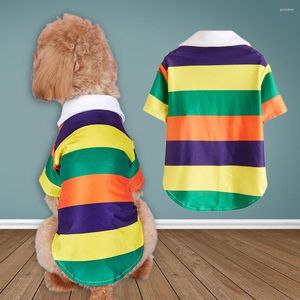 Camisa para roupas de cachorro Linda lavável Gola com lapela Padrão de listras Pet Cat Blusa de duas pernas para uso diário T-shirt