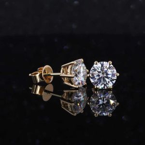 New Arrival Latest Design 14k Yellow Gold 6.5mm Def Color Moissanite Diamond Stud Earrings Price