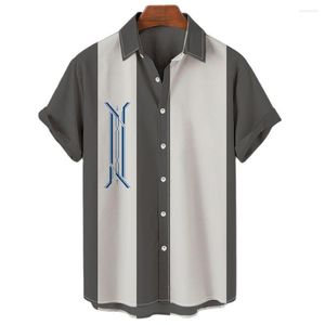 Mäns avslappnade skjortor Hawaiian Fashion Print 3d Summer Man för skjorta kläder Korta ärmar 2023 Single Breasted Lapel Tops Bluses