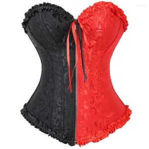 Bustiers & Corsets Brocade Overbust With Sexy Lace Up Erotic Zip Floral Women Bustier Corset Lingerie Tops Vintage Corselet Plus Size