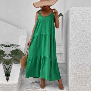 Womens Summer Long Pure Color Dress