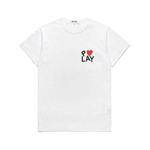 パートナーであるために共有ファッションメンズTシャツデザイナーレッドハートシャツカジュアルTシャツコットン刺繍半袖TシャツC9B2