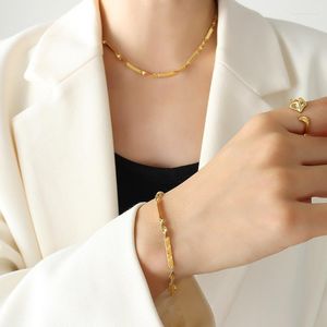Halsbandörhängen Set Personlighetstrend Blade Chain Armband Simple Ins Style Jewelry Collection Women Matching Accessories