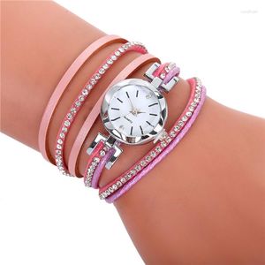 Armbandsur grossistkvinnor guld strass lyxig kristall ädelsten mode casual armband kvartsurklockor