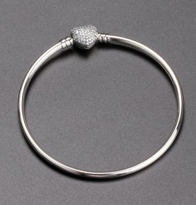 Classic design 925 Sterling Silver Bangle for Women Love heart CZ pave for Bracelet Bracelet Original Gift box60545444539528