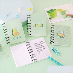 Notepads Wholesale A7 Mini Cartoon Notebook Able Portable Coil Avocado Loose-Leaf Notepad Diary School Supplies Stationery Journal D Dhx8L
