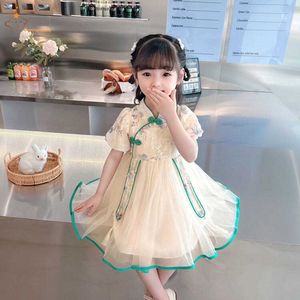 Mädchenkleider Mädchen Hanfu Kleid Sommer Verbesserter chinesischer Stil Cheongsam Sommer Mädchen Prinzessin Rock Kinder Hanfu Dünner Rock