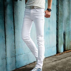 Männer Jeans Koreanische Mode Elastische Leggings Dünne Bleistift Hosen Casual Weiß Baggy Hose Für Männer Lose Gerade TubeTrousers