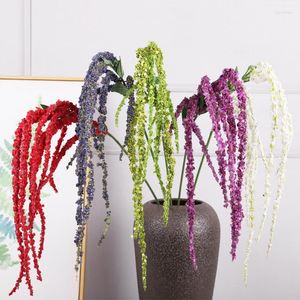 Kwiaty dekoracyjne 3PC długość 120 cm 8 widelca wisteria owoc Fake Flower Flower Floam Berry String Wedding Tacdrop ​​Decor Sztuczna dekoracja do domu