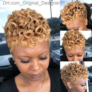 Synthetic Wigs WIGERA Synthetic Short Blond African Curly Wig Suitable for Black Women Natural Synthetic Wig Suitable for Women's Short Blond Hair Style Z230809