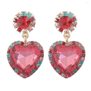 Dangle Earrings 5Colors Crystal Heart Pendant For Women Fashion Jewelry Party Show Lady's Statement Accessories