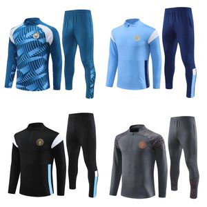 Kids Tracksuit Mans Cities Training Kit Aldult Football Kits 축구 훈련 키트 /23 /24 Long Sleeve Pull 지퍼 조깅 세트